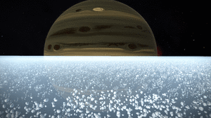 The ice chunks making up a ring system.
