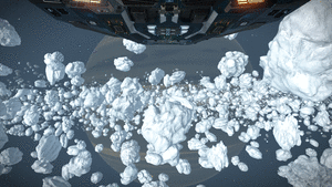 A photograph from inside a ring system.
