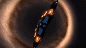 Skirting the event horizon of a black hole.

